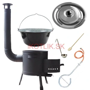 Smaltovaný kotlík (1,2 mm) 22 L + plynový horák k PB + nízka kotlina 42 PLUS 600 + nerezová pokrievka INOX